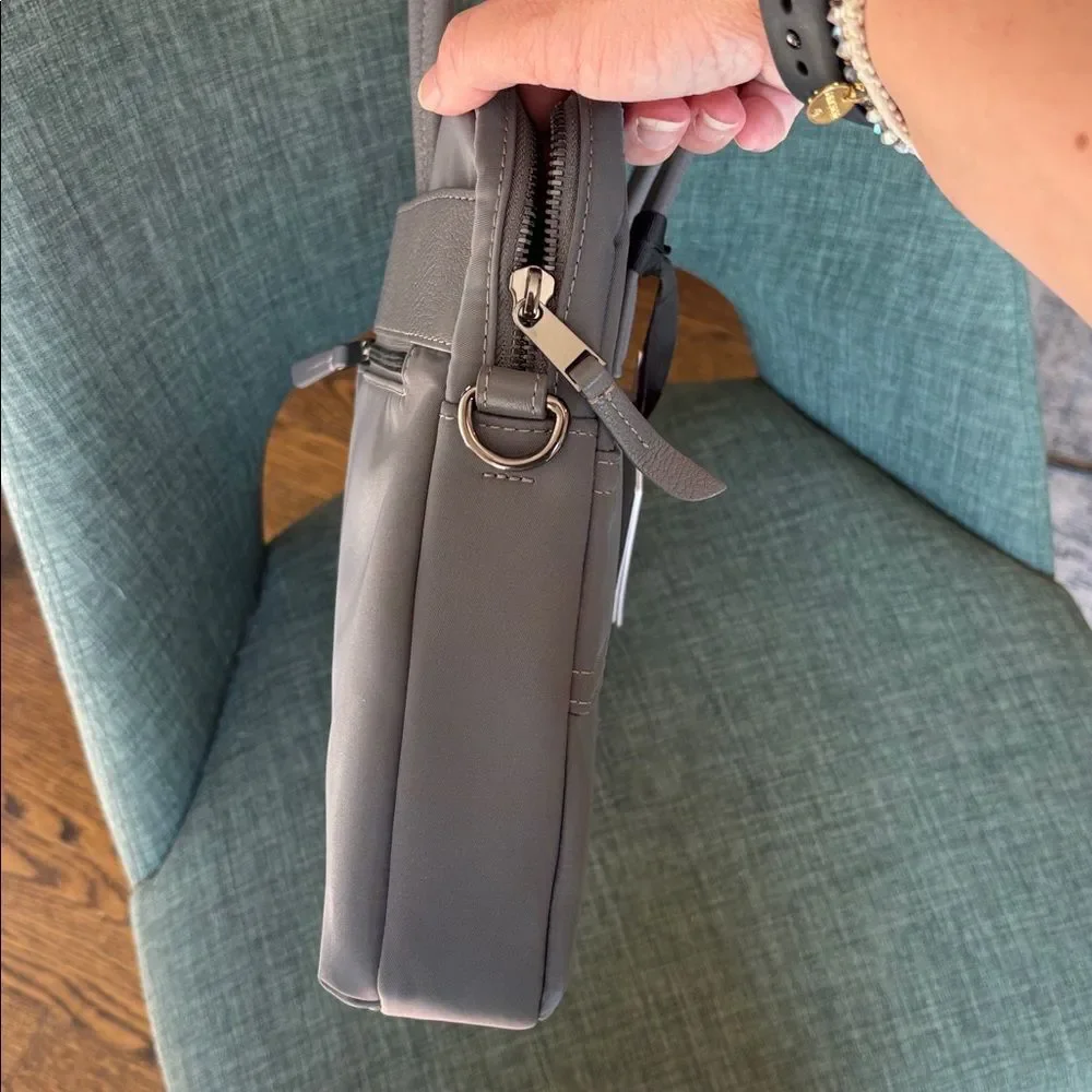 Knomo Maiyfair Hanover Gray 14” Laptop crossbody handle nylon Bag unisex NWT